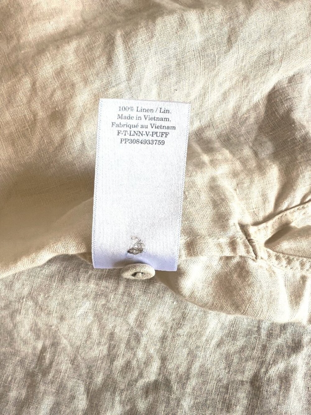 Everlane Linen 3/4 Sleeve Button-Up Blouse, cream, small - Picture 13 of 13